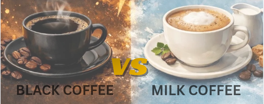 Black coffee vs milk coffee
